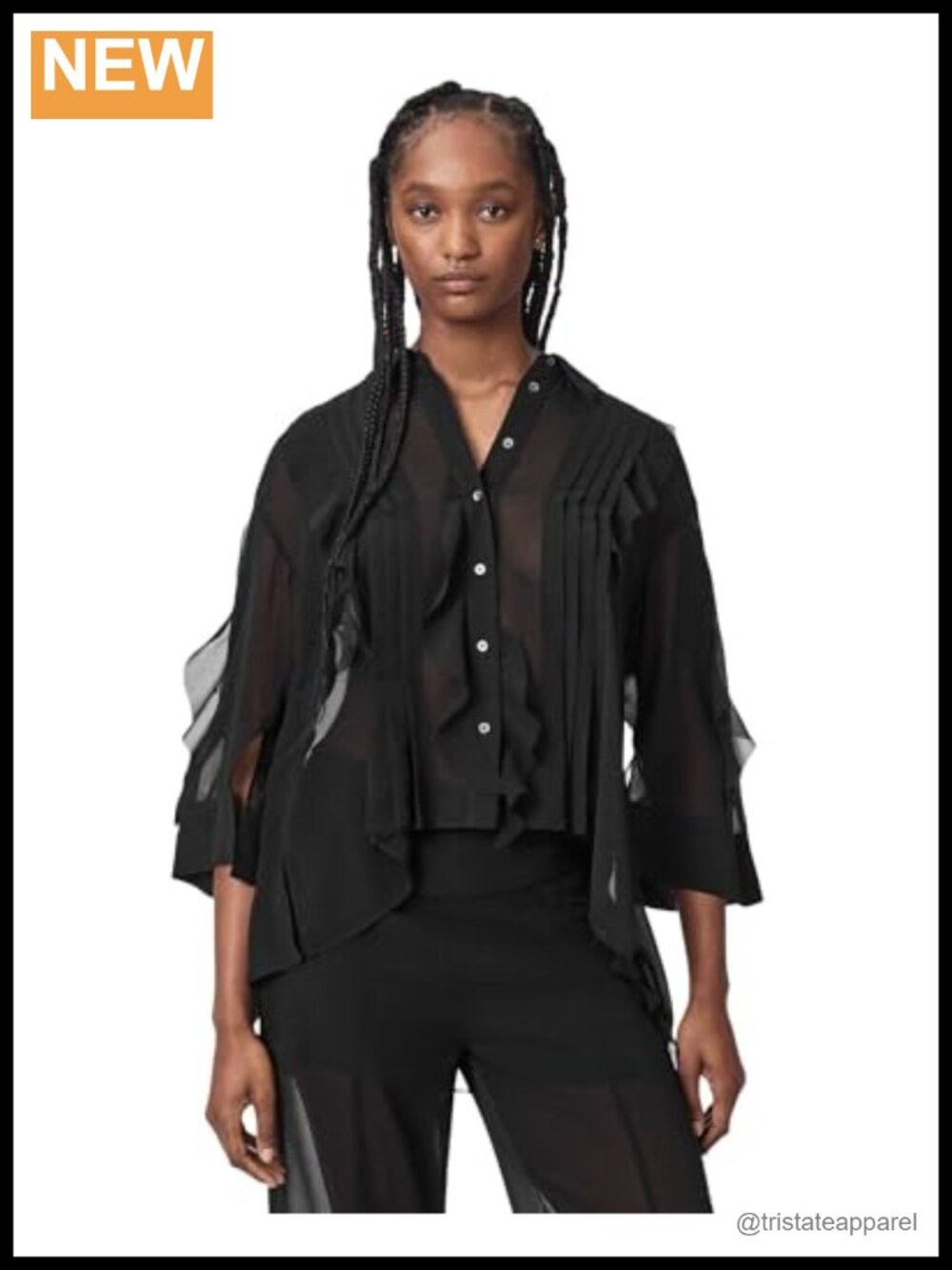 AllSaints Minna Shirt Women's Long Sleeve Polyester Button Down